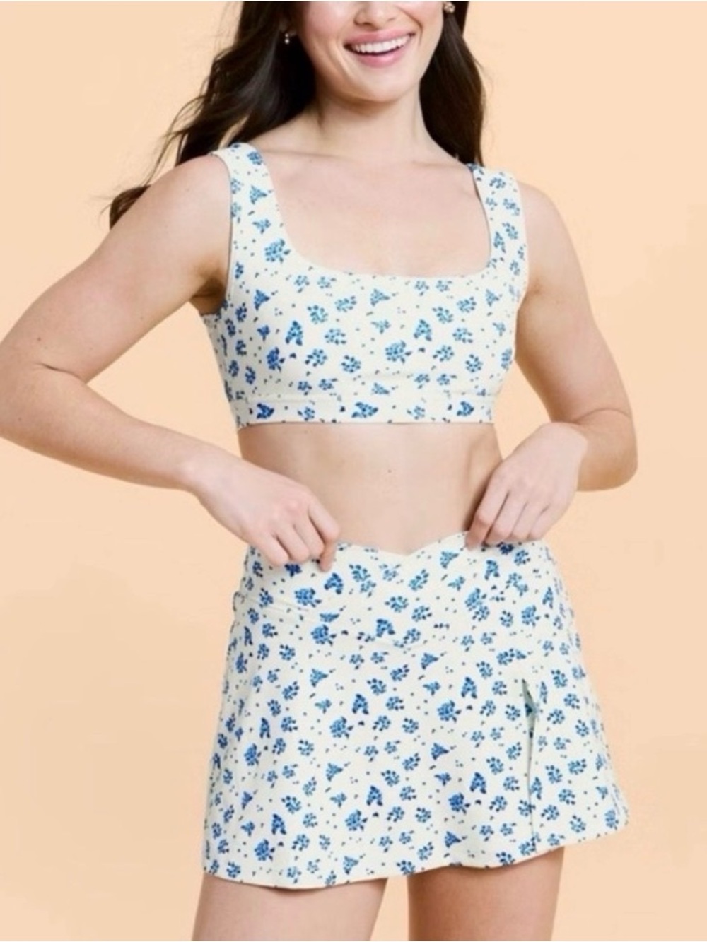 Blogilaties Crisscross Slit Skort Blue Floral